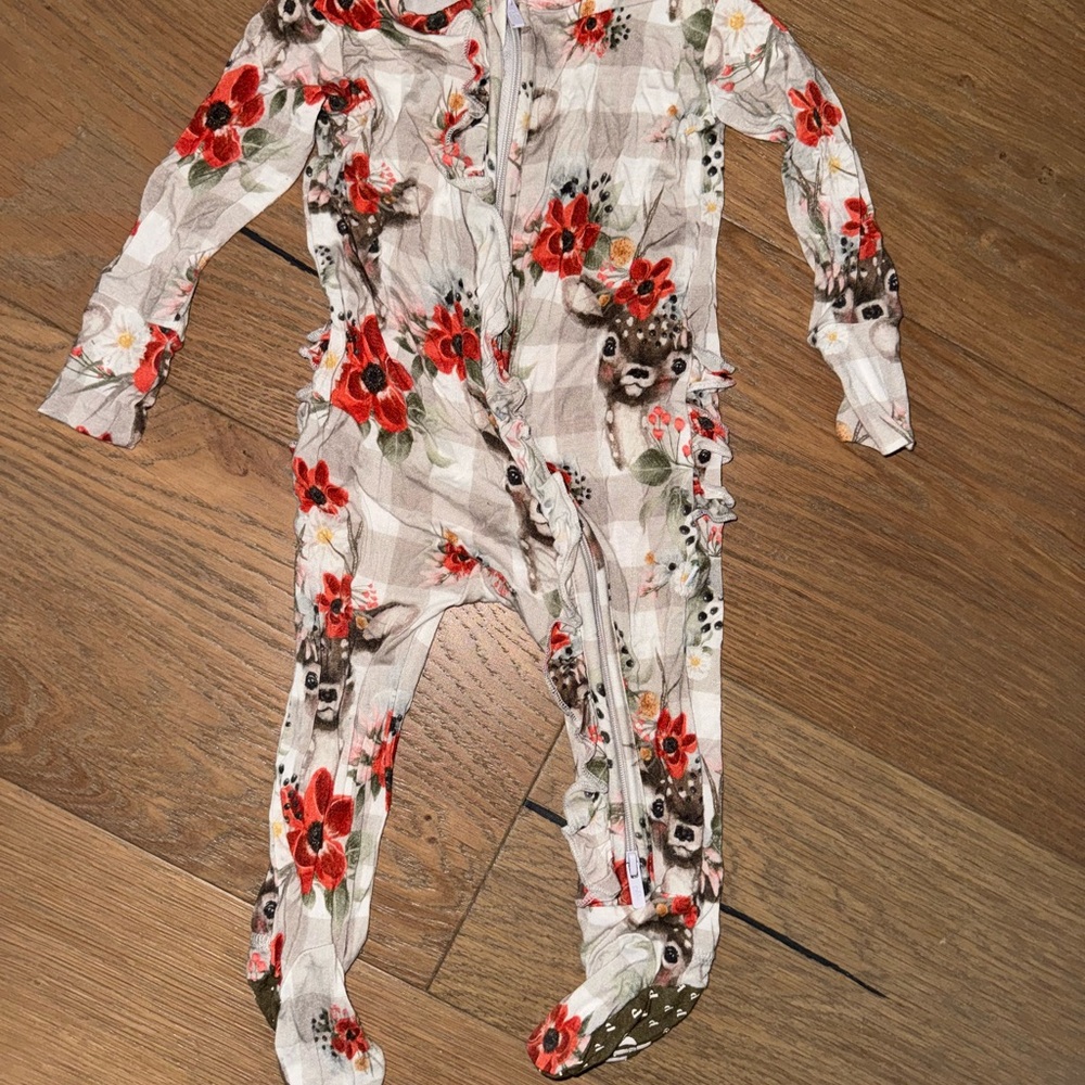 Posh Peanut Floral Deer Print Baby Onesie